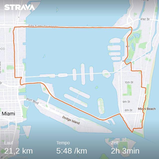 Miami Halbmarathon_Zeit und Strecke